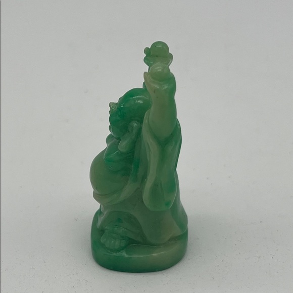 Mini Green Laughing Buddha Statue 2.25” Resin Feng Shui Decor - Picture 4 of 7
